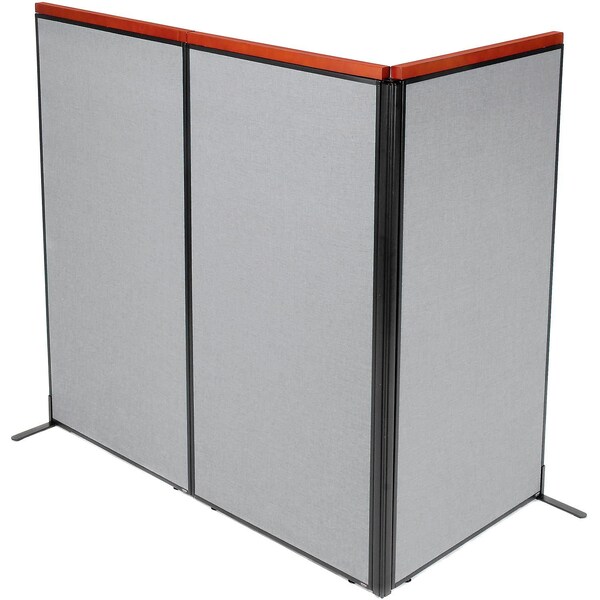 Interion By Global Industrial Interion Deluxe Freestanding 3-Panel Corner Room Divider, 36-1/4inW x 73-1/2inH Panels, Gray 695080GY - main